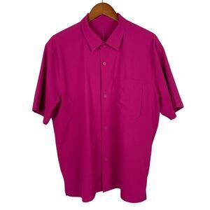 Lululemon Airing Easy Camp Collar Shirt Pink Stretch Button Front Men's XXL 2XL